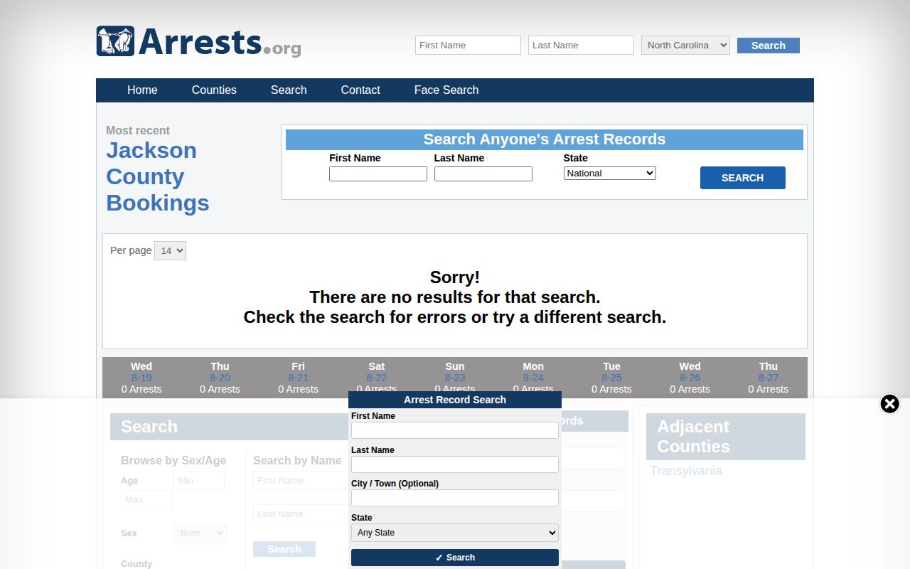 Unofficial Arrests.org Jackson County record source
