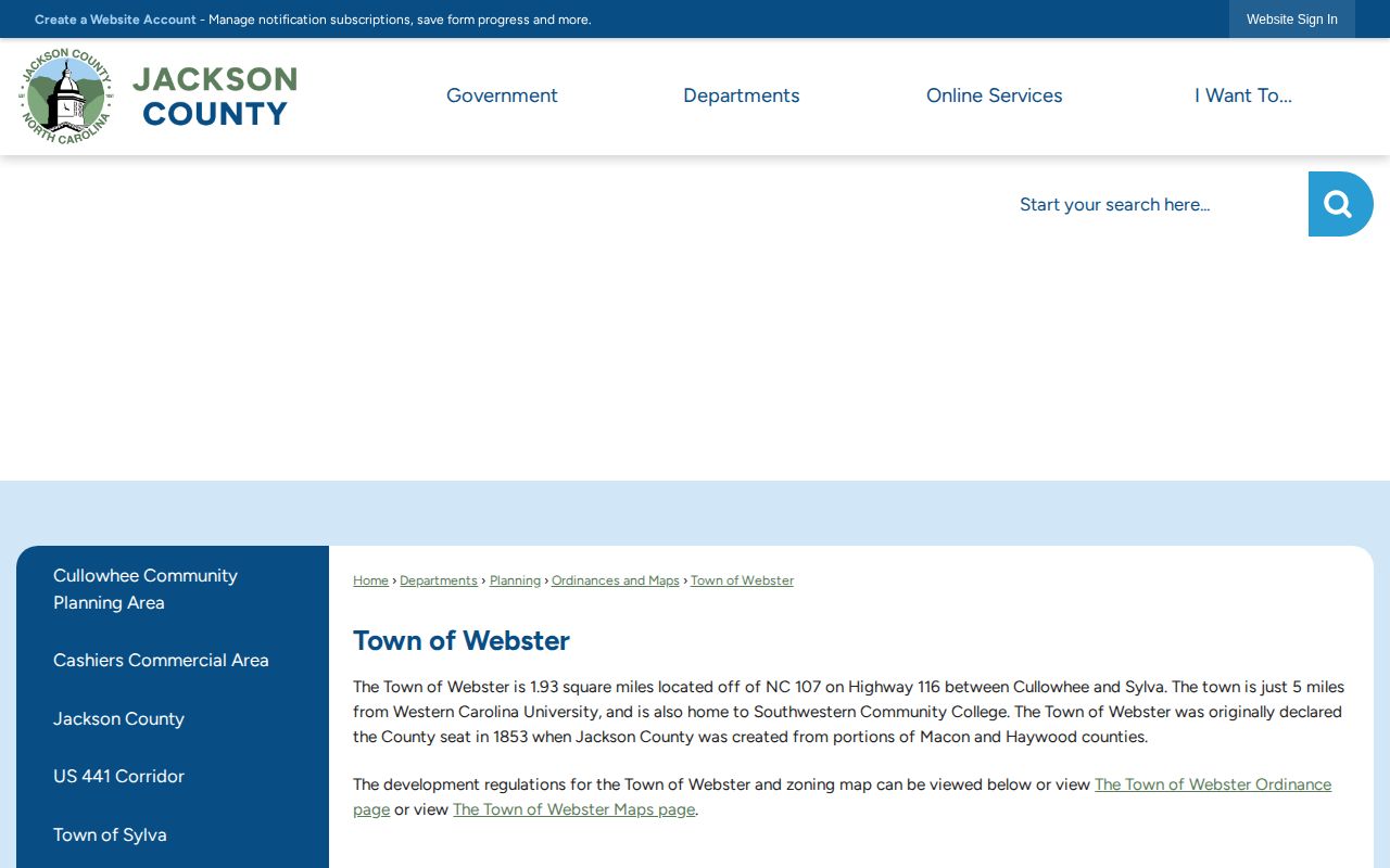 Webster North Carolina town source for local booking context